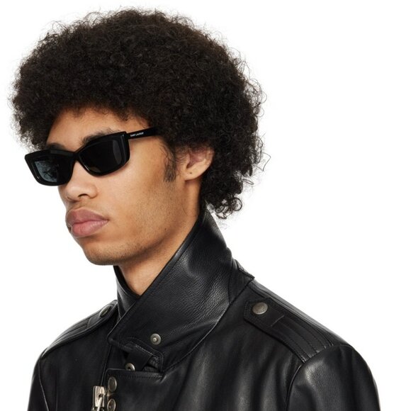BRAND NEW Saint Laurent SL658 001 Black Rectangle Unisex Sunglasses - Picture 10 of 12